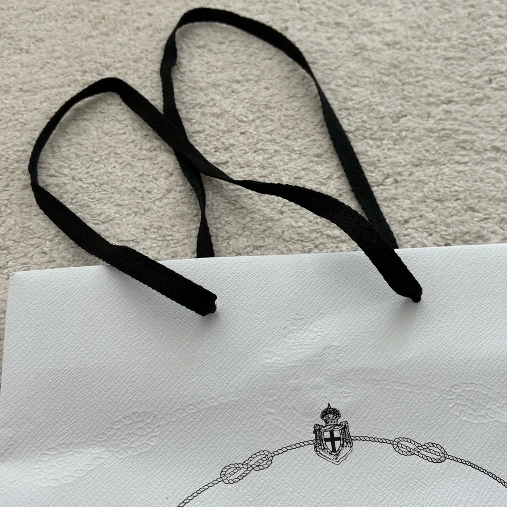 Prada White and Black Logo Shopping Bag